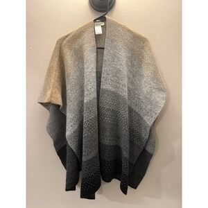 Cocogio Italy Alpaca Blend Shawl Wrap Open Front Cardigan Knit Sweater One Size